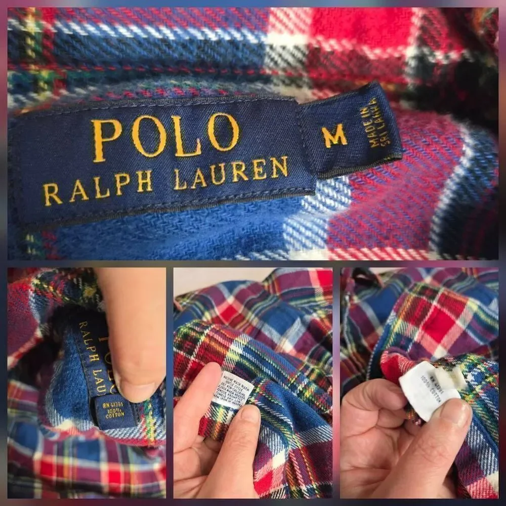 Polo Ralph Lauren Classic Button Up / Down Plaid Flannel Shirt Sz M